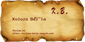 Kolozs Béla névjegykártya